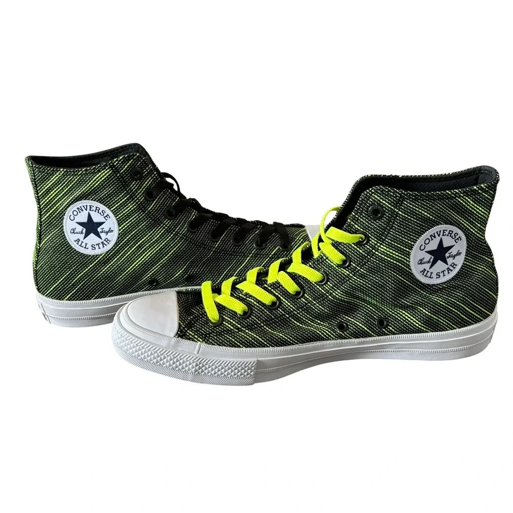 Converse Chuck Taylor II Black‎ Volt High Top Sneakers Sz 10 - Picture 6 of 9
